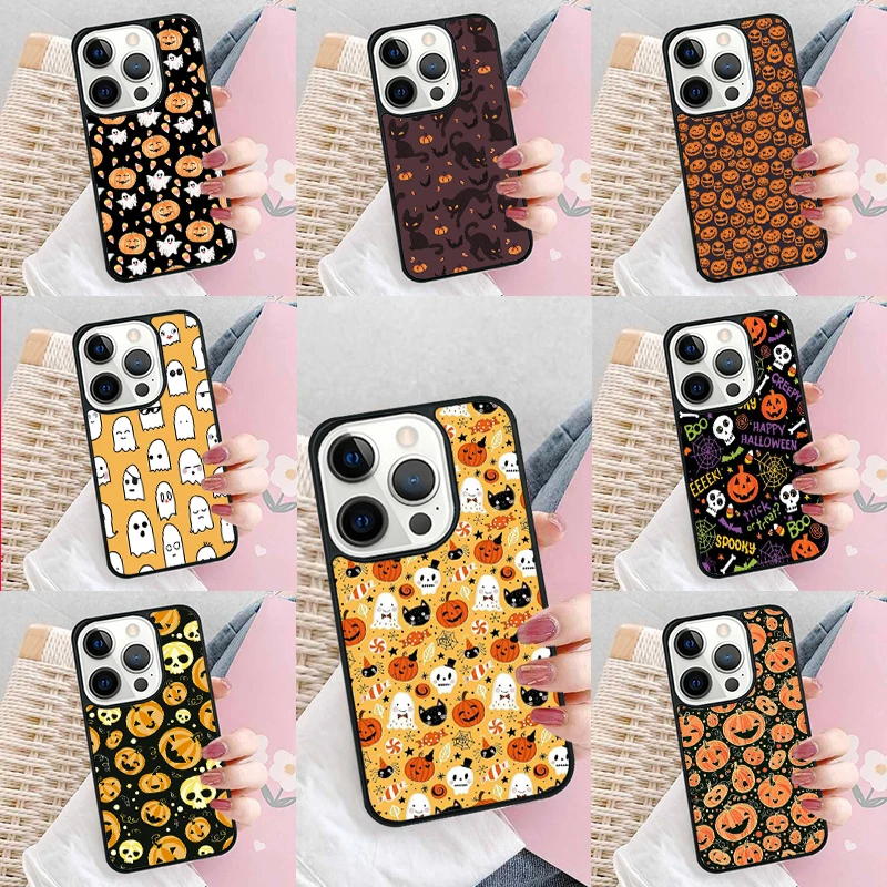 Pumpkin Halloween Bat Witch Boo Phone Case Cover for iPhone 16 Promax 15 Pro 13 14 Plus 11 12 Mini XR XS MAX Coque