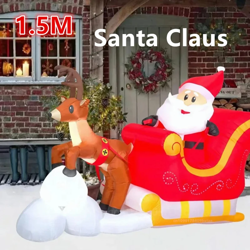 

Christmas 1.5M/5FT inflatable Santa Claus with built-in LED lights, used for indoor and outdoor Christmas party garden decoratio