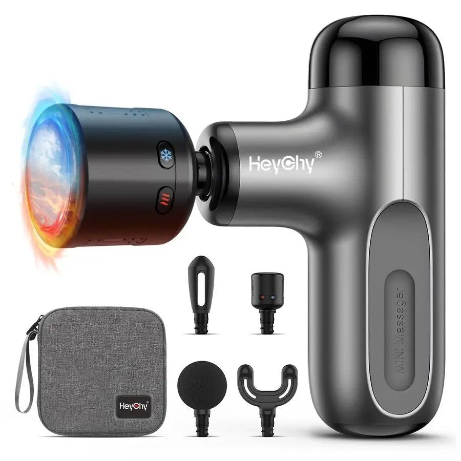 

Massage Gun with Heat and Cold, Deep Tissue Massage Gun, Portable Percussion Muscle Massager with 4 Massage Heads for Athletes