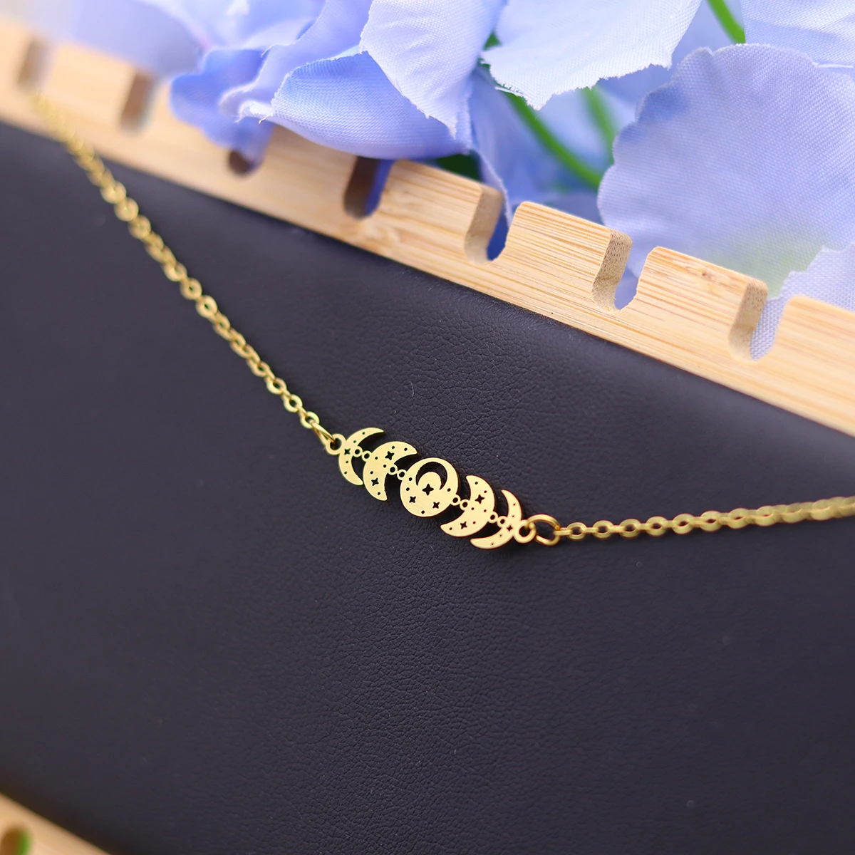 كينيتيال خمر السماوية القمر المرحلة المختنق قلادة بوهو القوطية الساحرة لونا قلادة قلادة مجوهرات للنساء #5