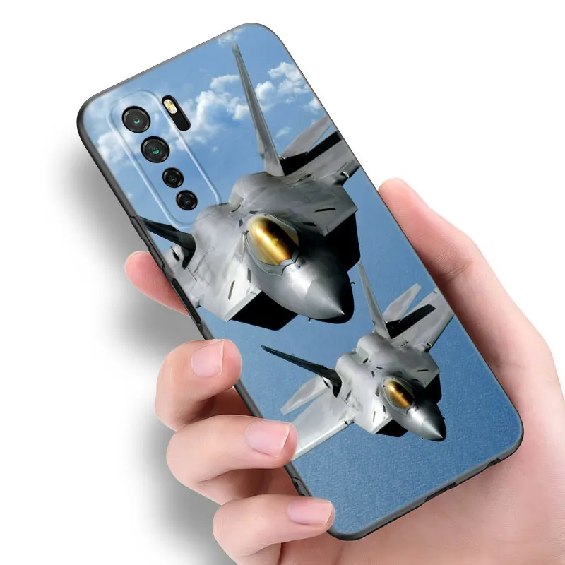 Air Force Fighter Black Silicone Phone Case For Huawei Nova 8 9 10 SE 11 Ultra 12 Pro 7i 8i 11i 11E Y70 Plus Y60 Y61 Y71 Y90 Y91