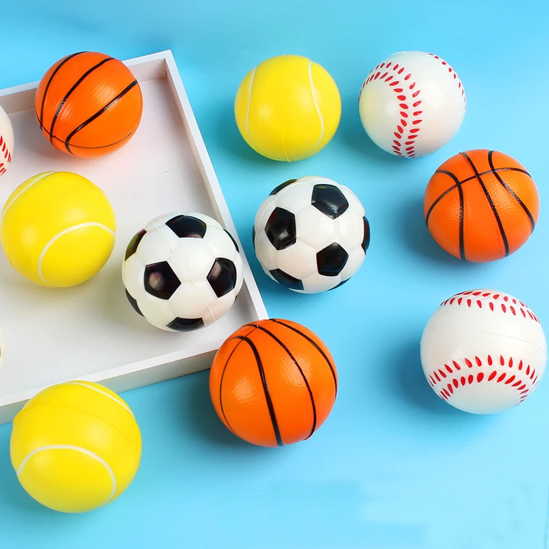 12Pcs 60mm Soft Football Basketball Baseball Tennis Bouncy Balls Toys for Kids Birthday Party Favors Pinata Filler School Prizes