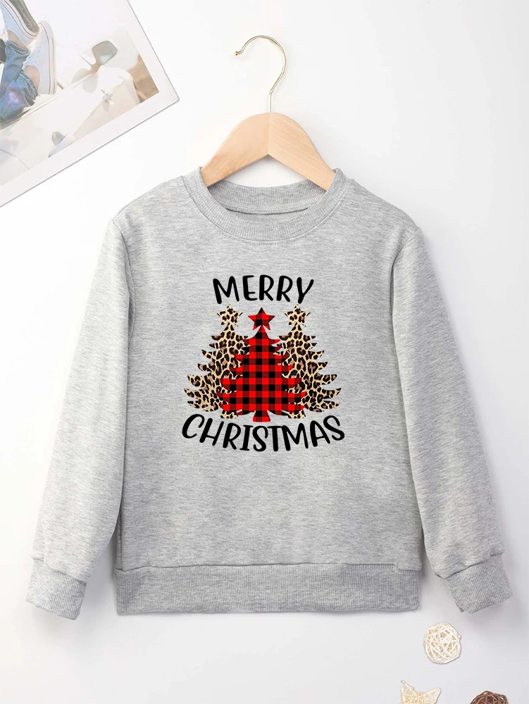 Merry Christmas Kids Sweatshirt Red Fashion Home Boys Hoodie Christmas tree Print Children\'s Clothes Xmas Gift Toddler Girl Tops