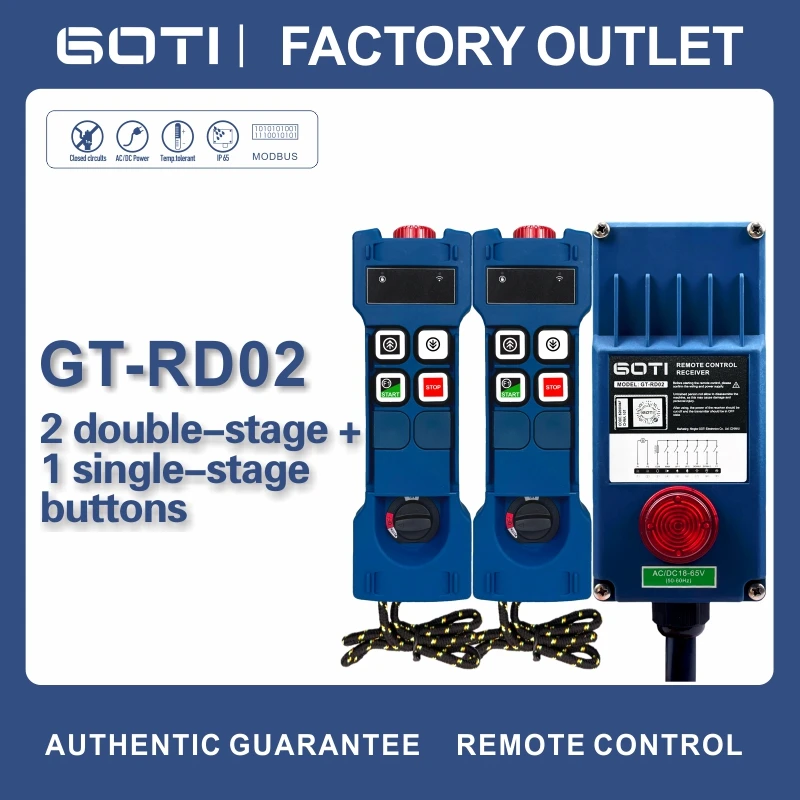 GT-RD02 Industrial Radio Wireless Crane Hoist Remote Control Switch 2 Channel Replace UTING F21-2D TELEcontrol