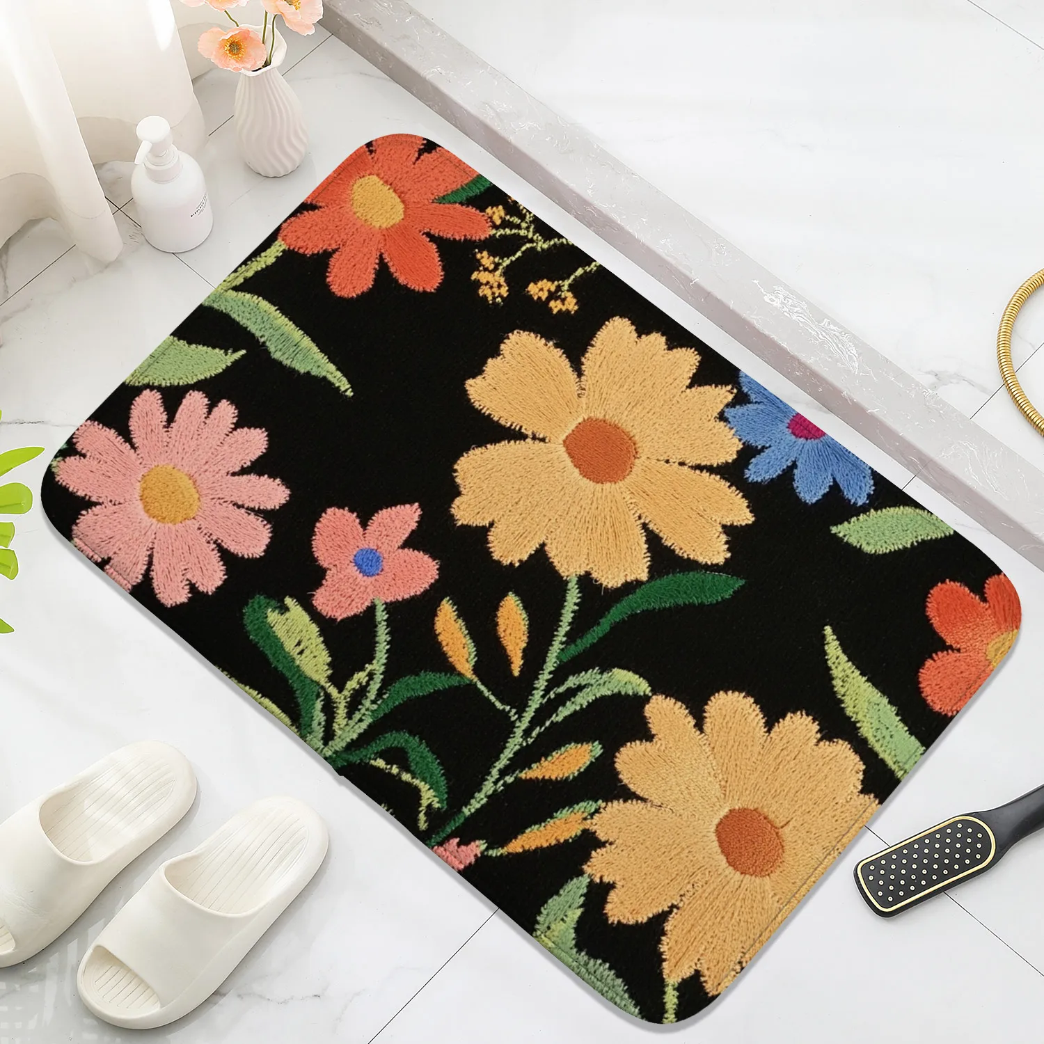 1 piece spring and summer flower indoor door mat, household dust removal and easy cleaning, outdoor indoor carpet, kitchen bathr