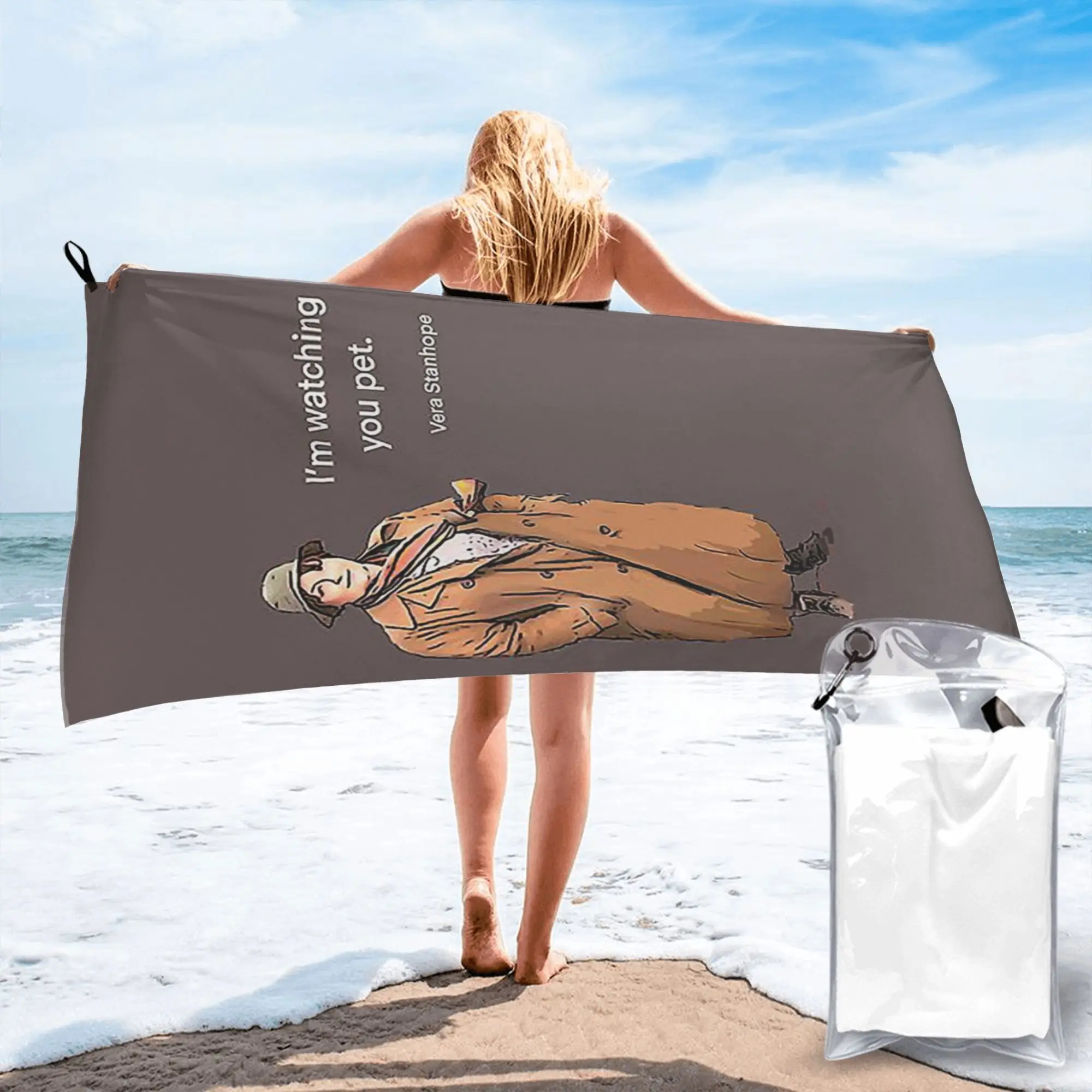 DCI Vera Stanhope I'm watching you pet. Beach Towel Soft Microfiber Quick Dry Absorbent Quick Towels For Mountain Climbing