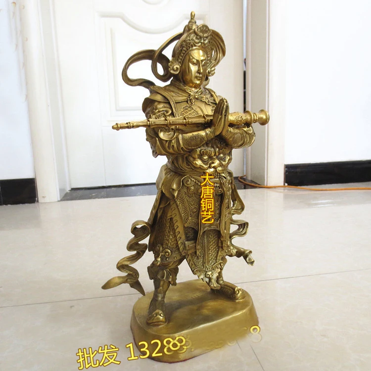 44CM large Huge OFFICE Porch lobby TOP efficacious Mascot thriving business copper God of heaven Veda Buddha FENG SHUI statue