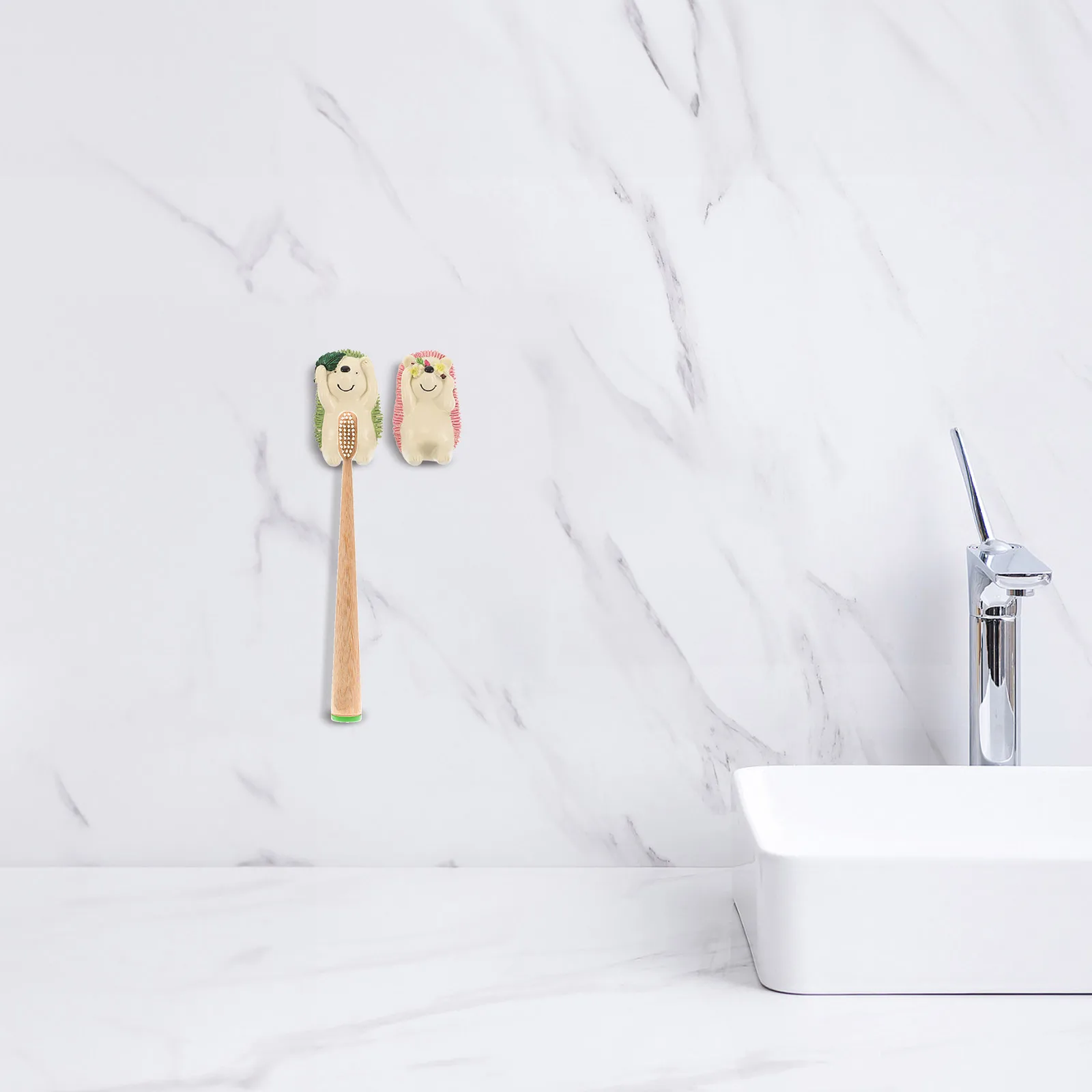 

2 Pcs Couple Toothbrush Holder Bathroom Holders for Children Hook Cartoon Resin Kids Lovers