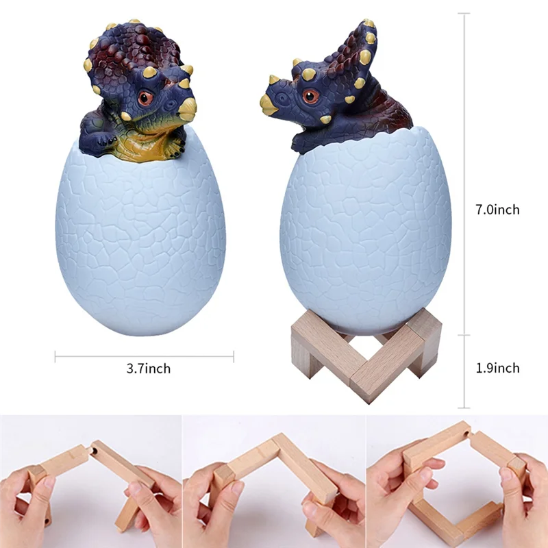 ABLK 3D Night Light Triceratopses ไข่โคมไฟตั้งโต๊ะ 16 สีรีโมทคอนโทรลแบบสัมผัสการ์ตูนตารางโคมไฟสําหรับตกแต่งบ้านเด็กติดตั้งง่าย