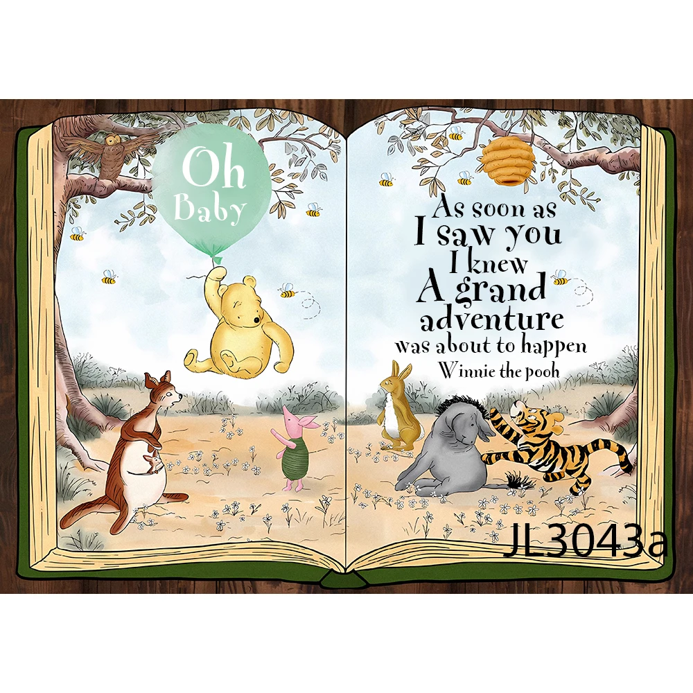 خلفيات كرتونية ويني ذا بوه للتصوير الفوتوغرافي للأولاد لحفلات أعياد الميلاد الأولى لاستوديو الصور حسب الطلب