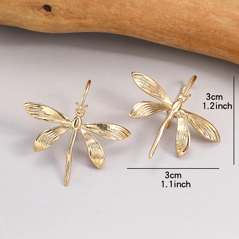 2024 High Quality Gold Silver Color Dragonfly Pendant Dangle Earrings for Women Girl Casual Party Fashion Jewelry Gifts