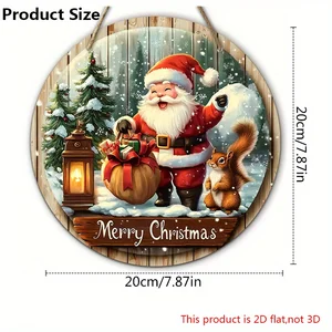 Weihnachtsplan hängende Druckschild, Weihnachtsmann, Eichhörnchen, Schneeflocken, Nevado, Stechpalme, Holz, Veranda, Krone, heiß, Winter, 1PC 10 Hauptverkaufsverzierung - №6