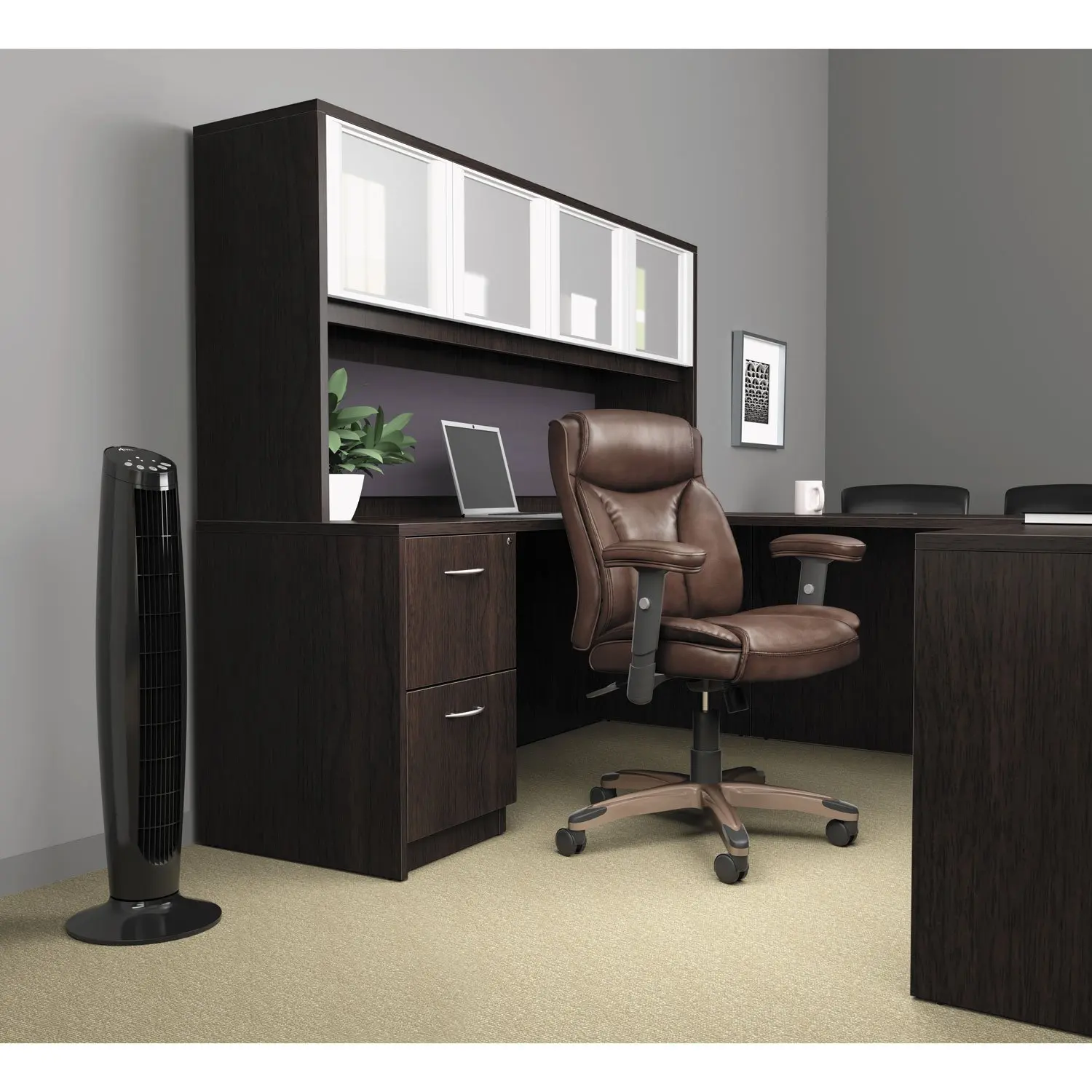 Valencia Series Full Pedestal File, Left Or Right, 2 Legal/Letter-Size File Drawers, Espresso, 15.63