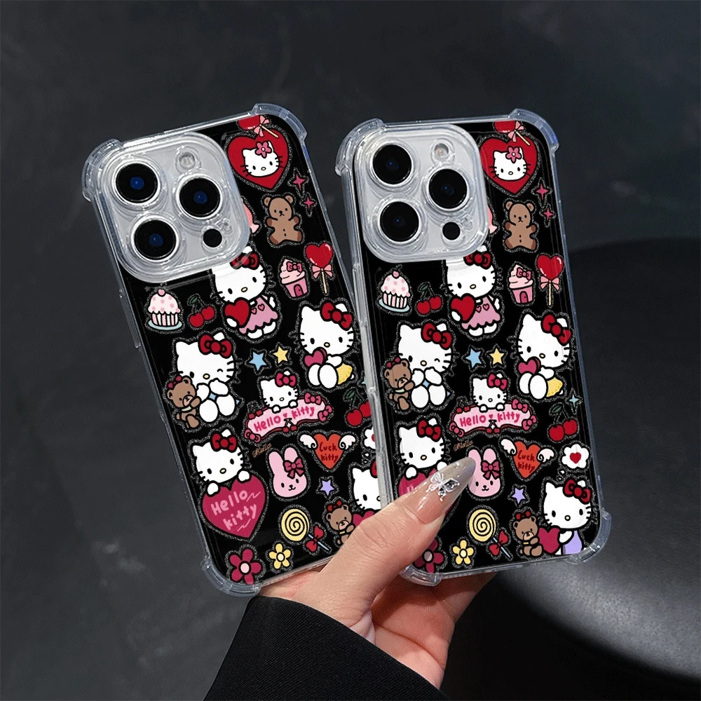 Sanrio-funda de teléfono suave para IPhone 13, IPhone 16/15/14/13/12/11/x/xs/xs Max, funda transparente para teléfono para mujer, juguetes para gatos de Hello Kitty