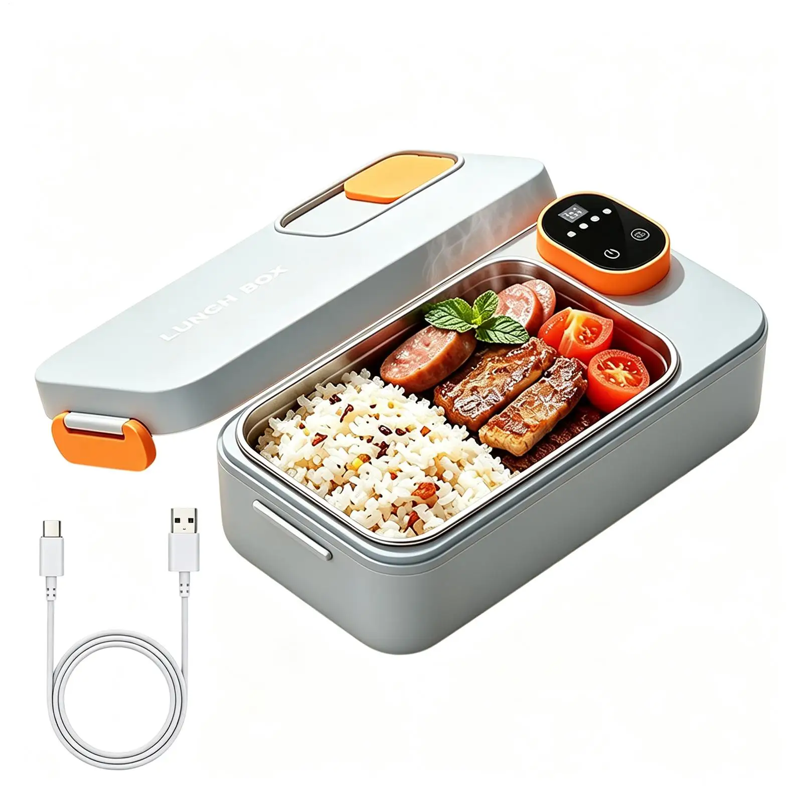 Cordless Electric Lunch Box Food Warmer USB Rechargeable With 4 Temp Settings Cordless Lunch Box For Men Women Work Travel