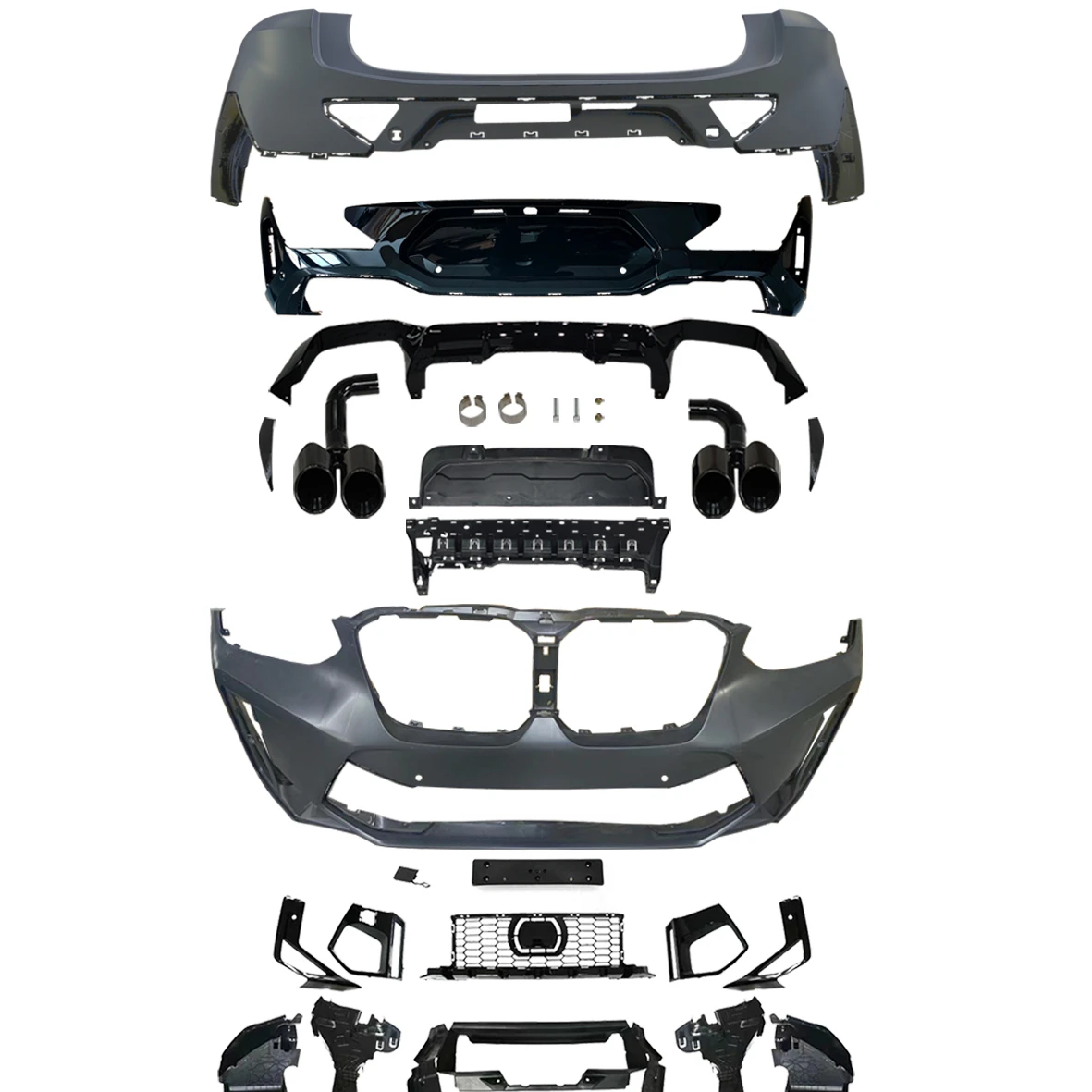 

X4 SERIES G02 UPGRADE to X4M F98 LCI Body Kits for X4 G02 to X4M F98 LCI Front Grille Front Bumper Rear Bumper Exhaust Pipes