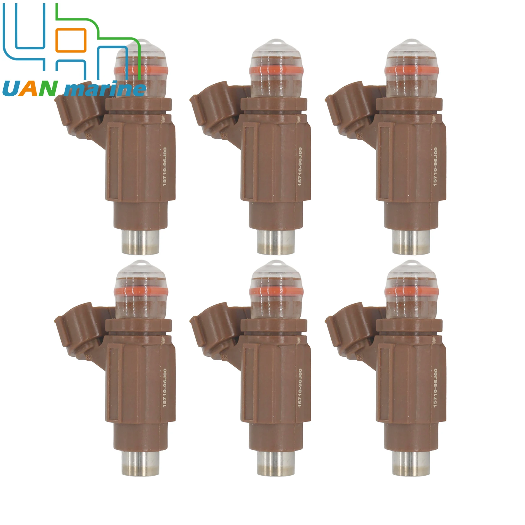 6 Pcs Fuel Injector Nozzle Unit Replacement Fit for Suzuki 4 Stroke Outboard DF 150 To 300 HP Engine Models 15710-96J00