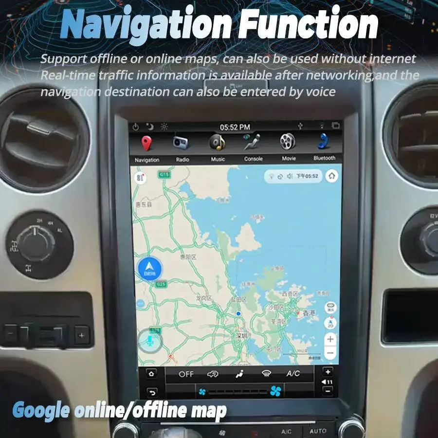 Unidade principal do reprodutor de vídeo multimídia de android para ford f150 f 150 raptor 2013-2015 rádio estéreo do carro 2 din