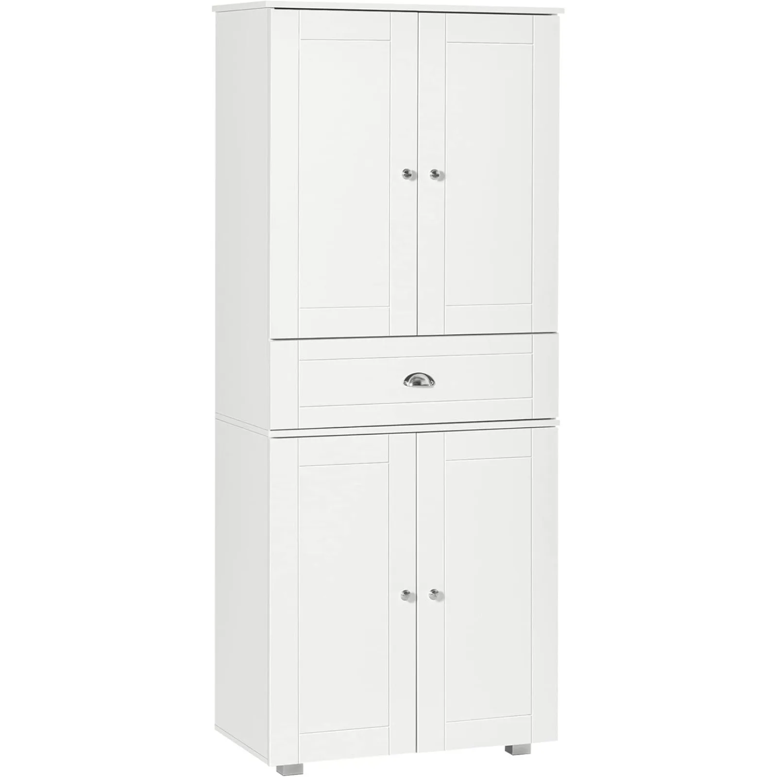 

US 72" Freestanding Kitchen Pantry Cabinet, Tall Storage Cabinet with 4 Doors, Drawer and Adjustable Shelves