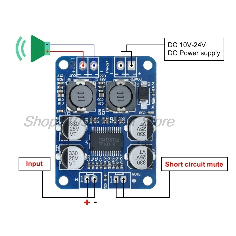 1PCS 32PIN CHIP DC 12V-24V TPA3118 60W Mono Digital Audio Power Amplifier Board Amp Module 32P chip original chip