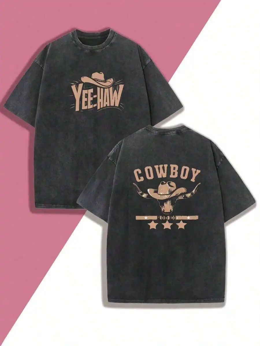 

Mens Casual Western Retro Print T-Shirt 100% Cotton Soft Comfortable Tee