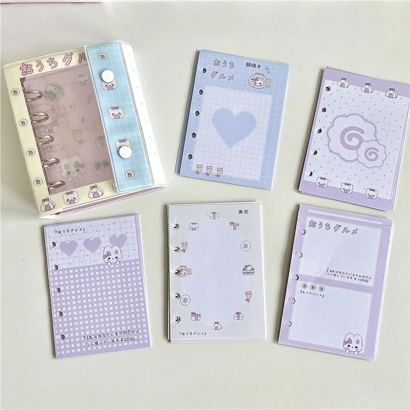 M5 colorido doble botón hoja suelta con 40 hojas de almacenamiento de cuaderno libro de contabilidad manual carpeta página interior para hacer papel