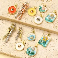 3pcs/Lot Wholesale Copper Enamel Monet Garden Flower Diy Earring Charms Women Lover Baseball Necklace Pendants Sport Jewelry