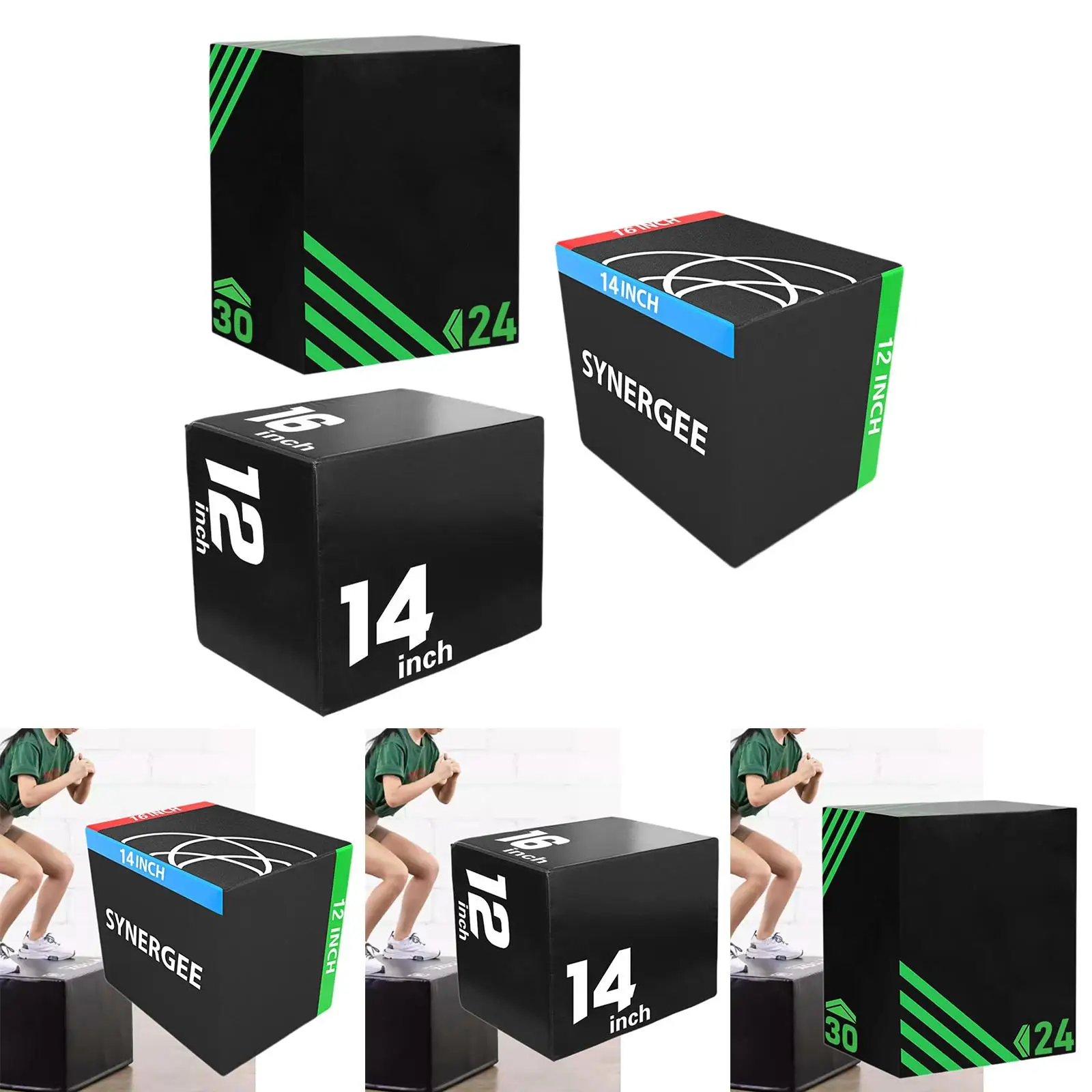 

Плиометрическая коробка для прыжков, портативная универсальная противоскользящая коробка для плийо 3 в 1, коробка для ловкости для прыжков, силовых тренировок, кондиционирования