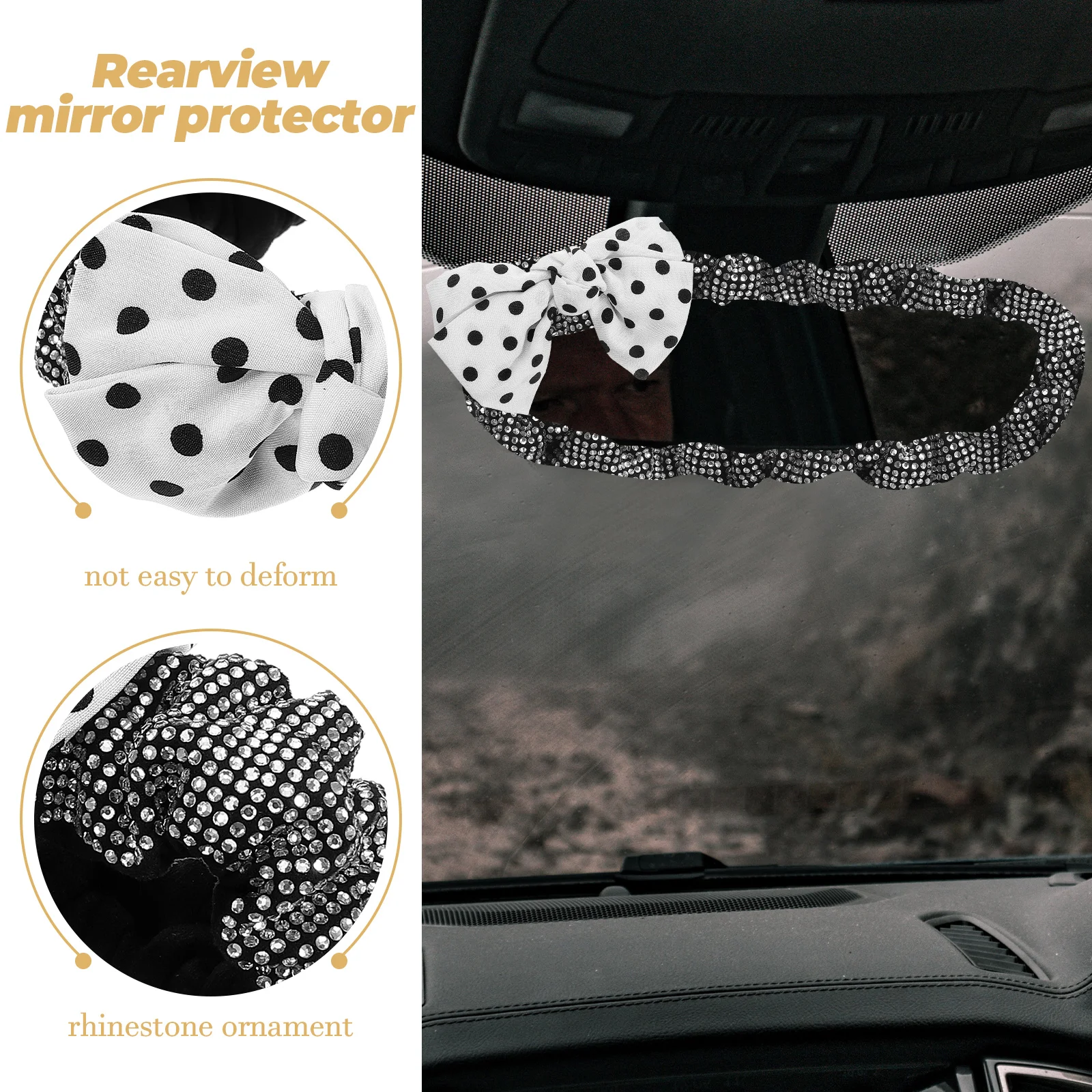

Sparkling Car Mirror Cover Scratch Resistant Fade Proof Easy Install Protective Decorative Auto Interior Accessories