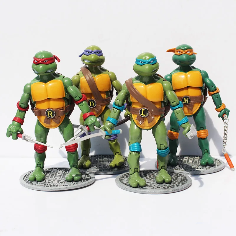 

2012 TMNT 4pcs/Set Model Michelangelo Donatello Raphael Da Vinci Action Figure Ninja Turtle collectible Toys