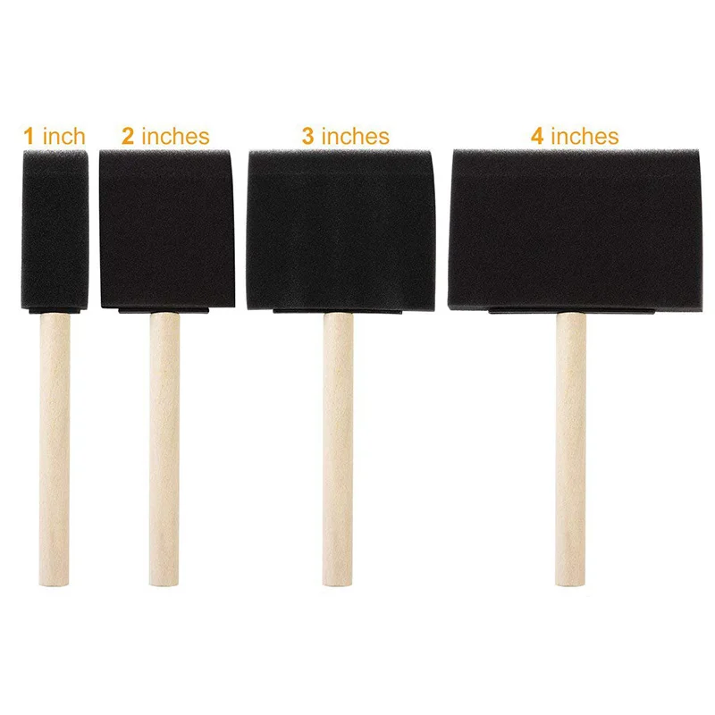 Art Supply Variety Pack Foam Sponge Wood Handle Paint Brush Set, Great for Acrylics, Stains, Varnishes, Crafts