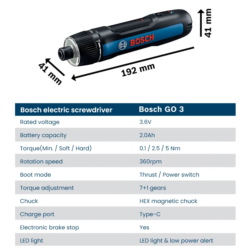 Imagem -02 - Bosch go Chave de Fenda Elétrica 3.6v 5nm sem Fio Mini Chave de Fenda Inteligente Multi-função Broca de Mão Recarregável Chave de Fenda