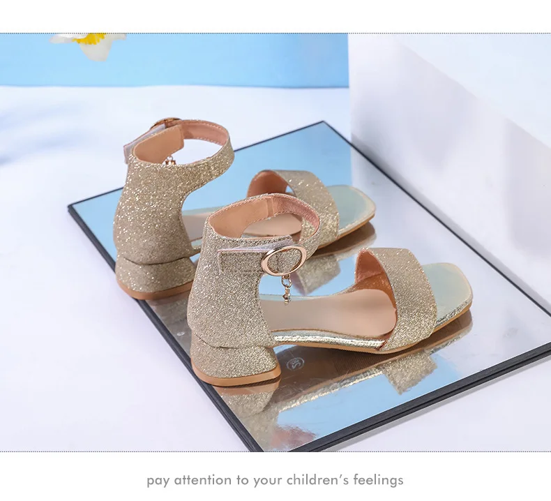 Modische Kinder-Sommersandalen mit Pailletten, einfache Mädchen-Freizeitschuhe, Prinzessinnen-Schuhe mit niedrigem Absatz, Hochzeitsschuhe, Party-Sandalen für Kinder, High-Top-Sandalen – Detail 12