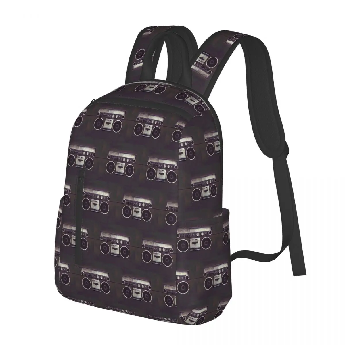

80s Retro Boombox Cassette Player Student Backpack School Bag Hiking Travel Daypack for Boys Girls Bookbag Shoulder Bags