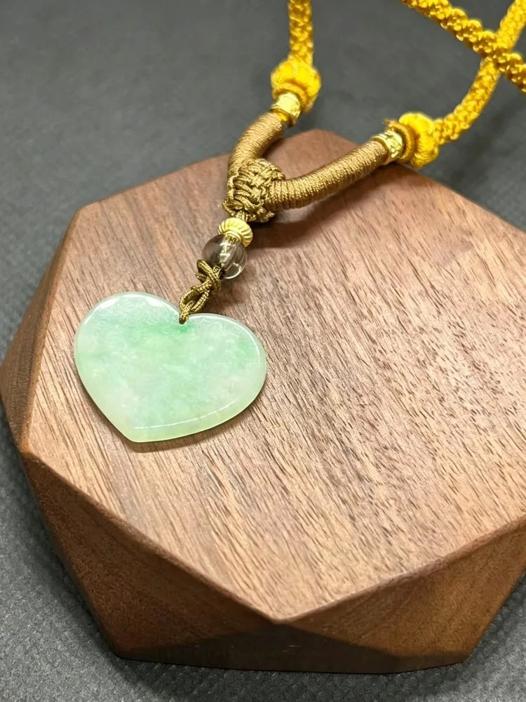Natural Myanmar Jade Heart Pendant Dry Cyan Green Love Necklace Personality Simple Jewelry for lovers Holiday Valentine's Day  G