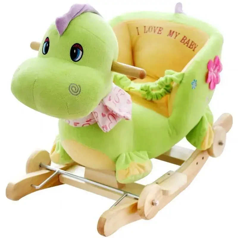 Baby Plush Rocking Horse Toy Rocking Chair Wooden Base Donkey Animal Ride on Toy