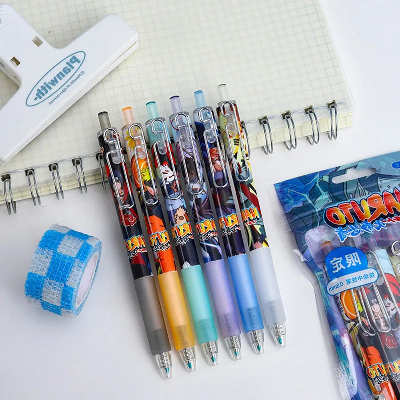 Naruto Ballpoint Pen Anime Press Gel Pen for Writing Notebooks Boy Girl 0.5mm Neutral Pen School Office Supplies Stationery Gift