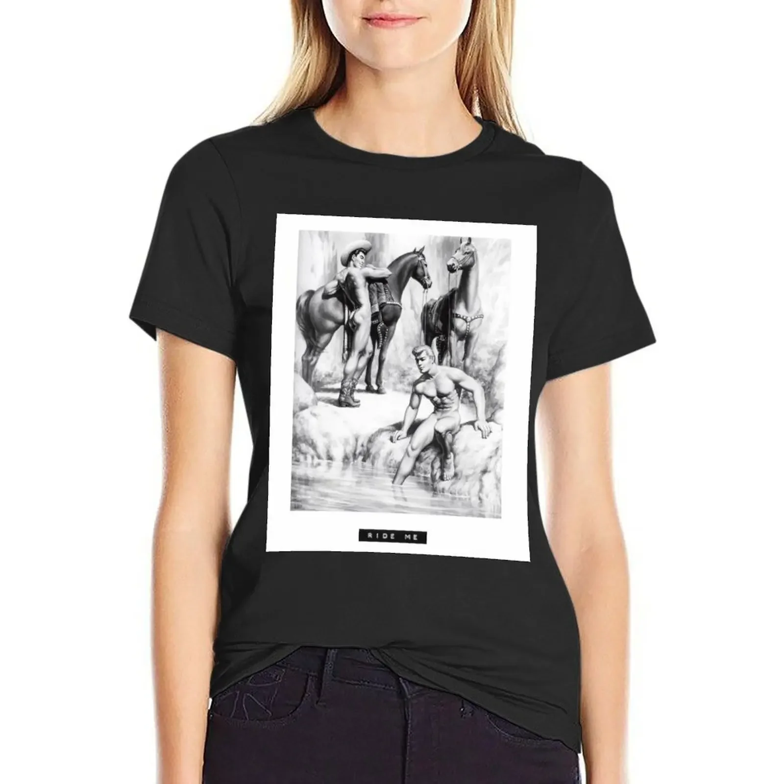 

Ride me T-Shirt Female clothing sweat aesthetic clothes plus sizes Summer Women's clothing