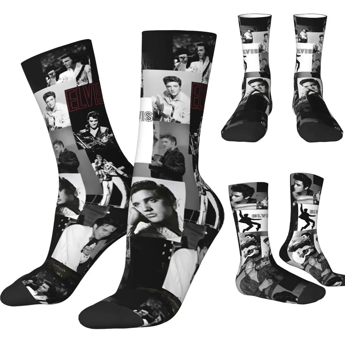 Colorful Legends Of E-Elvis P-Presleys Basketball Socks Polyester Middle Tube Socks for Women Men