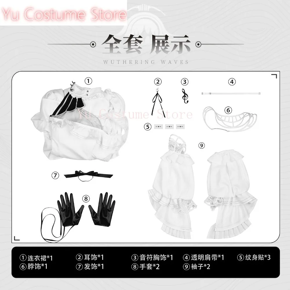 

Phrolova Role-playing Costume White Dress Game Set Female Sexy Elegant Dress Full Set Halloween Party Customization