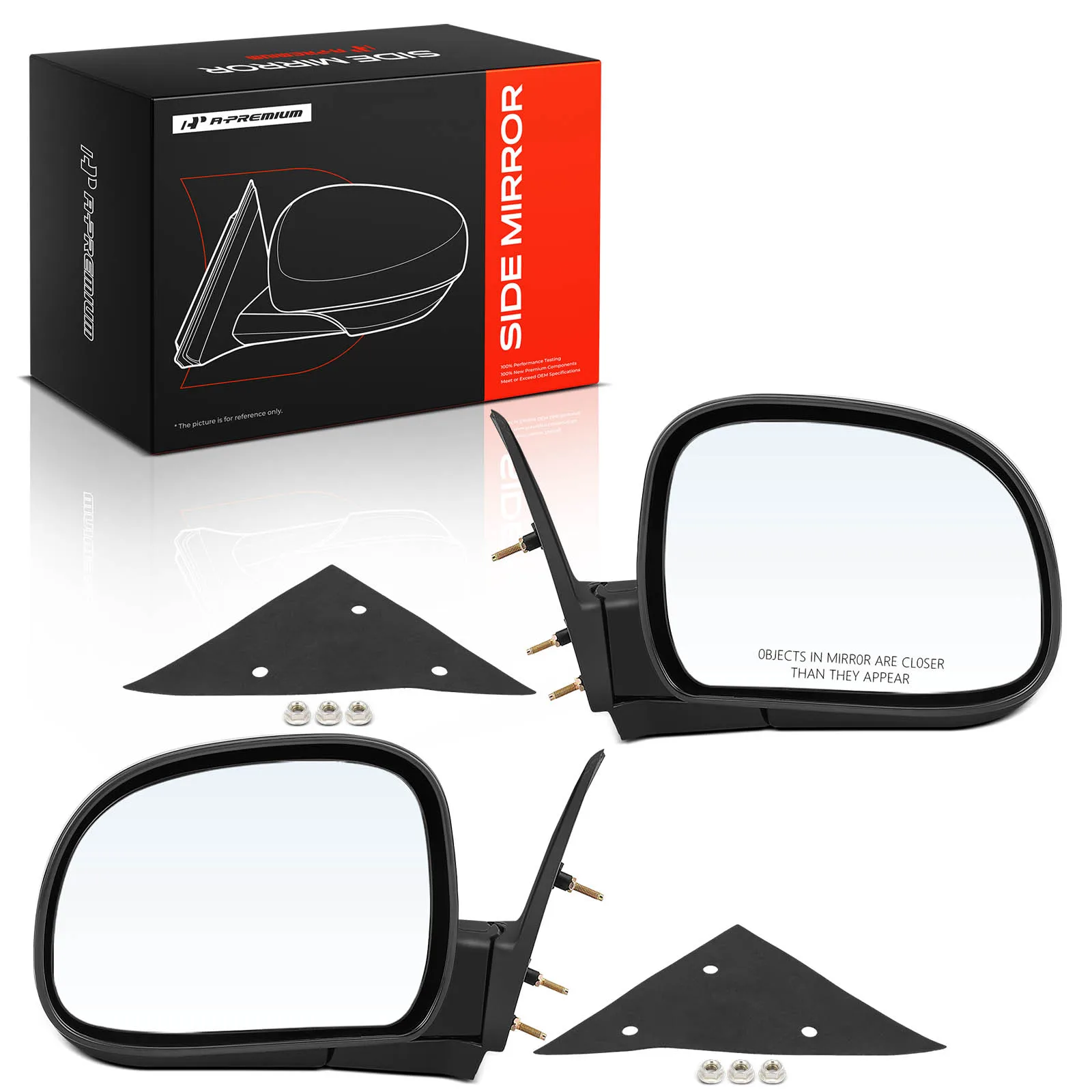 A-Premium Pair Manual Door Mirror for Chevrolet Blazer S10 1994-1998 GMC Jimmy Sonoma 1994-1998 Isuzu Hombre 1996-1998 Black