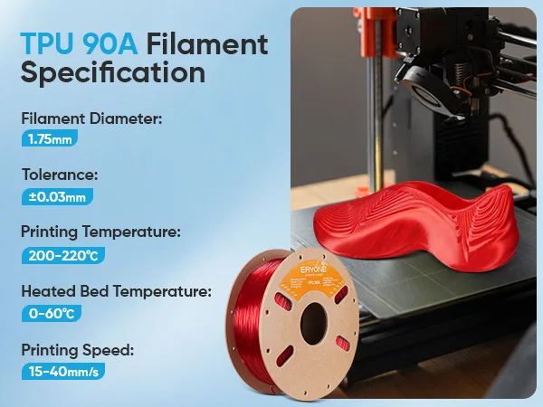 ERYONE TPU Filament 90A 1,75mm für 3D-Drucker +/-0,03mm, 90A, 1kg (2,2 LBS) / Spule TPU Filament 90A – Detail 6