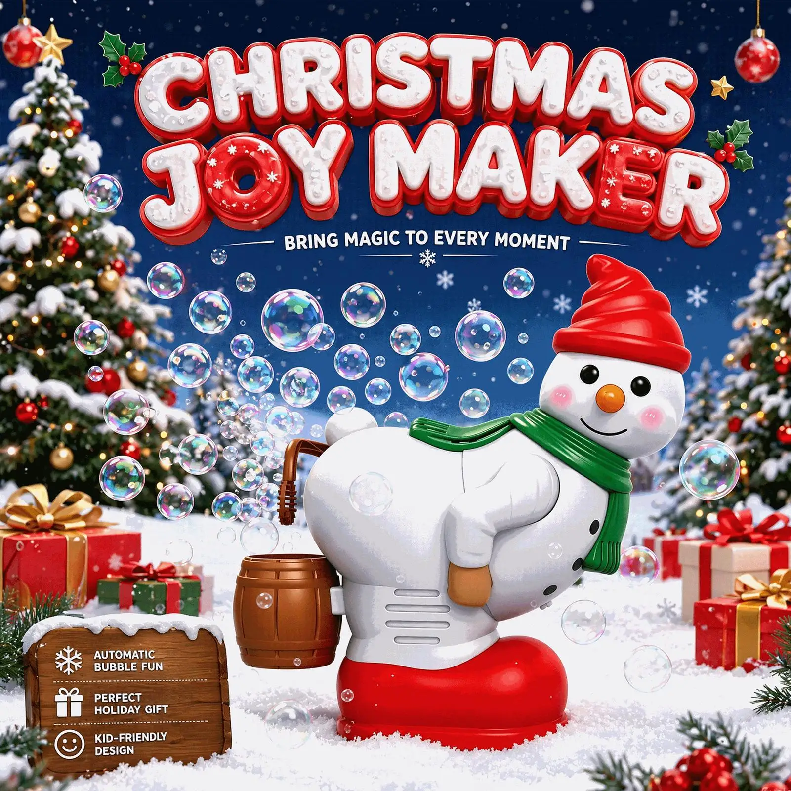 Snowman Bubble Machine Farting Pose Musical Light Up Foam Blower Christmas Party Gift for Kids Adults No Bubble Solution