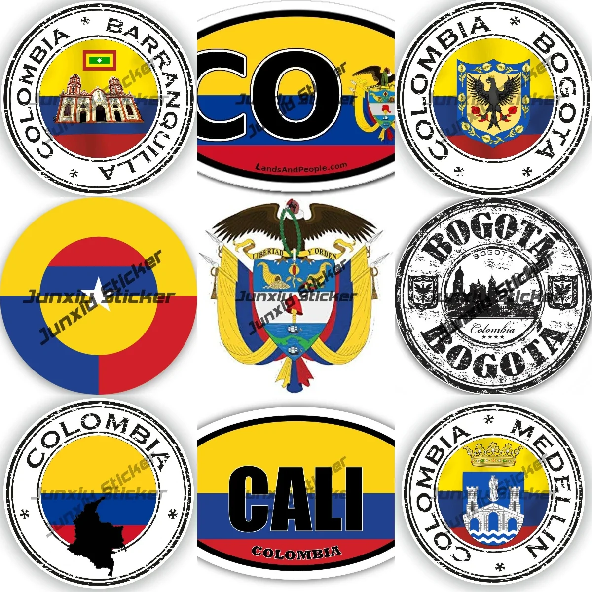 

Colombian Coat of Arms Sticker Country Code Oval CO Sticker Self Adhesive Vinyl Decal Colombia Barranquilla Medellin PVC Sticker
