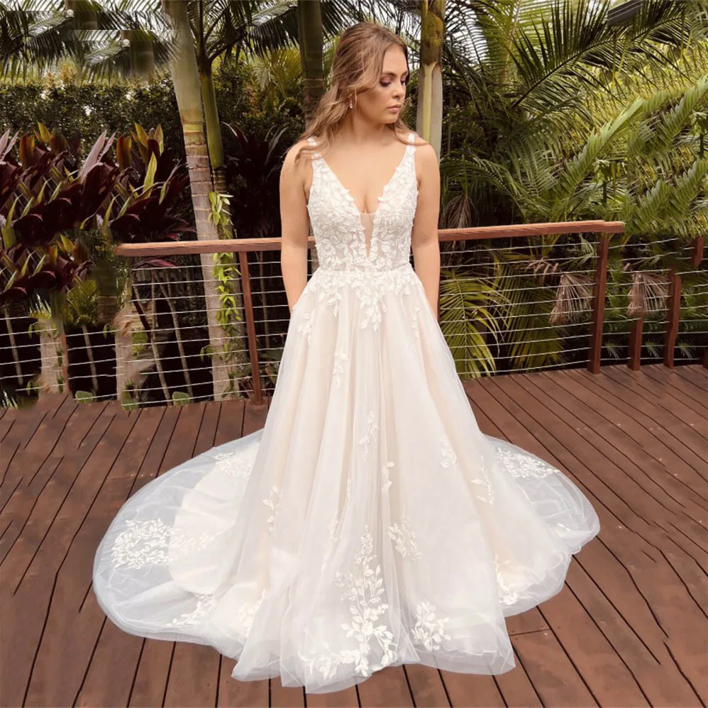 Vestidos De Novia Vintage, Vestidos De Novia De línea A, Apliques De encaje, batas escalonadas De tul, Vestidos clásicos elegantes De Novia personalizados 2025