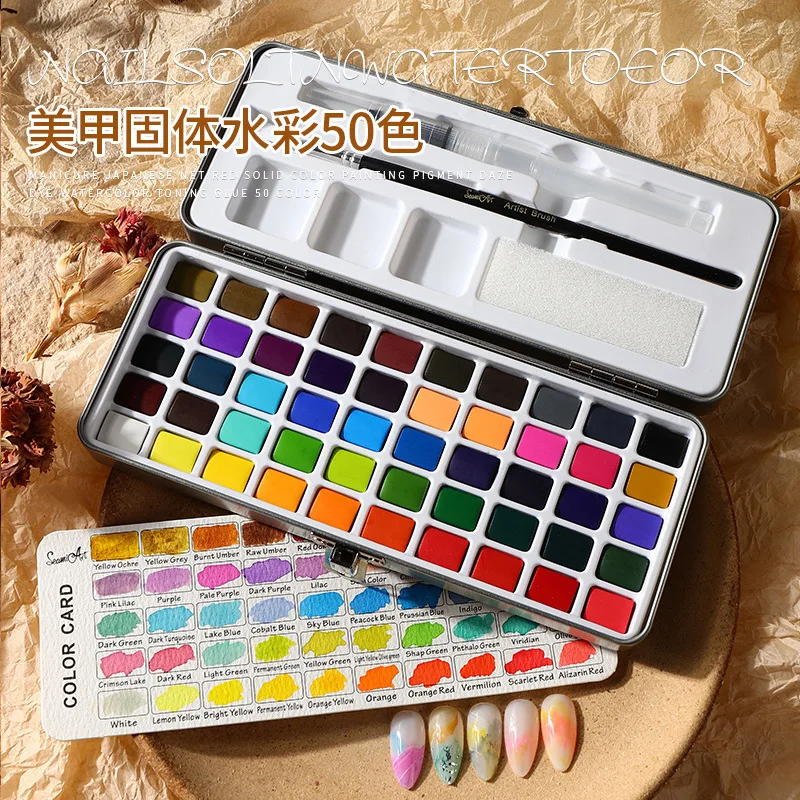 Japanese nail art special watercolor paint spray acrylic solid pearl 50 color blending gradient color set