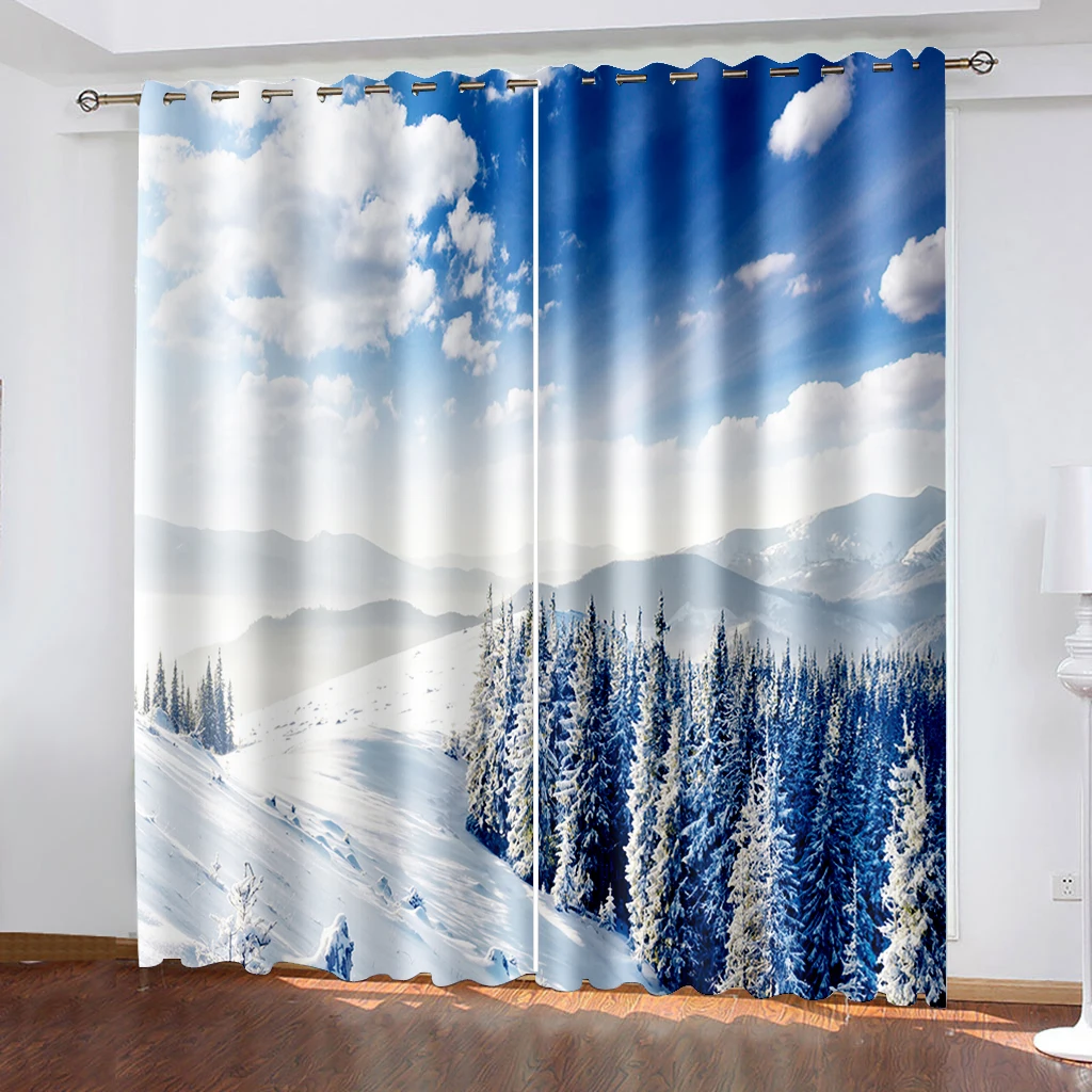 Photo blue sky curtains Curtains for Living Room Bedroom Window Drape Home Decor