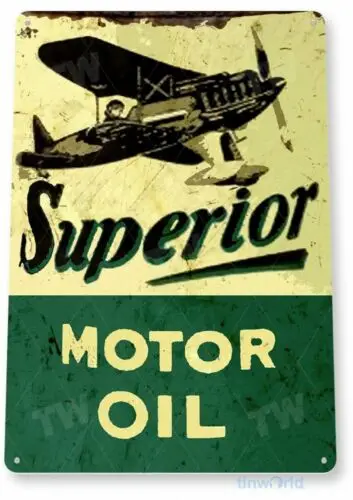 SUPERIOR OIL 11 X 8 TIN SIGN AVIATION AIRPLANE AIRCRAFT RETRO LAX JFK OHARE