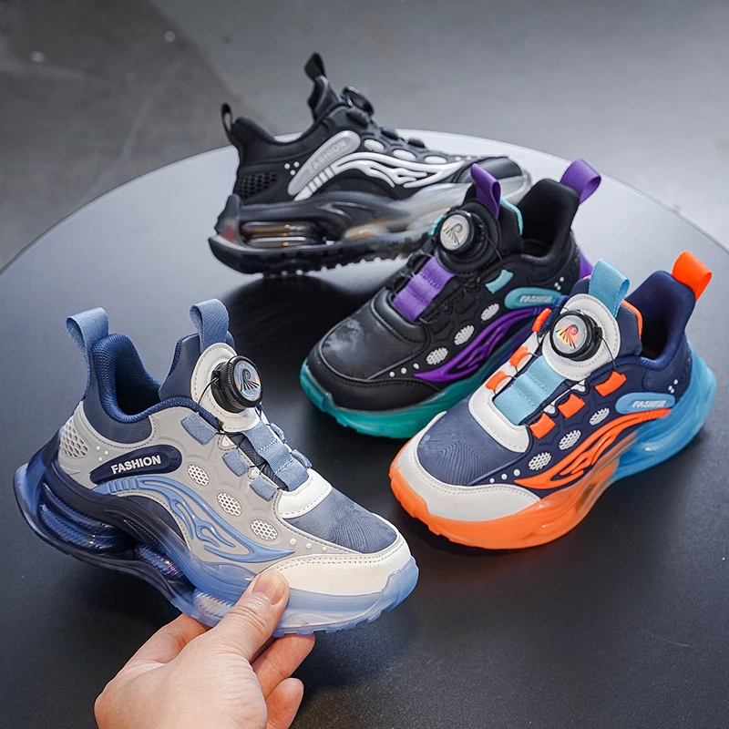 

Children's shoes sports shoes 2024 autumn new waterproof leather rotary buckle children's sports casual shoes