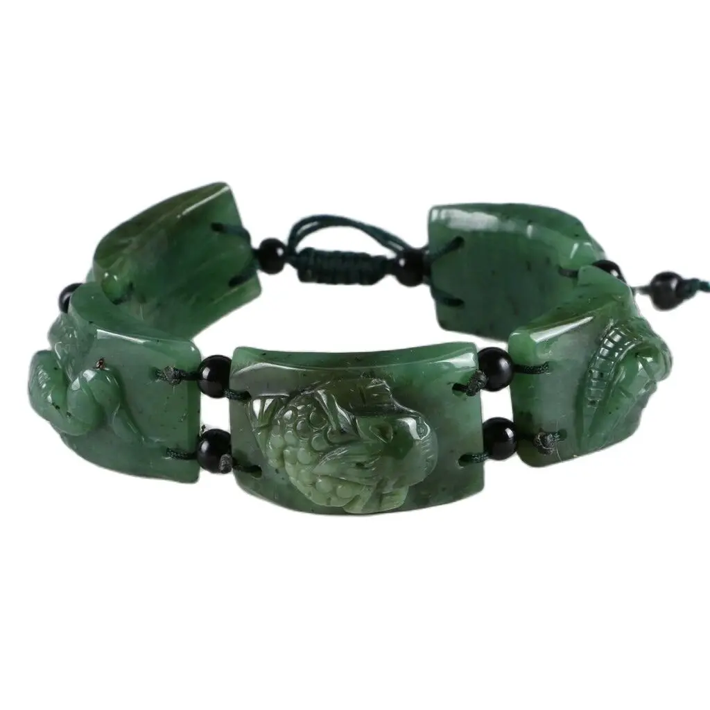 

100% Natural Green Jade Hand Carved Fashion Bracelet